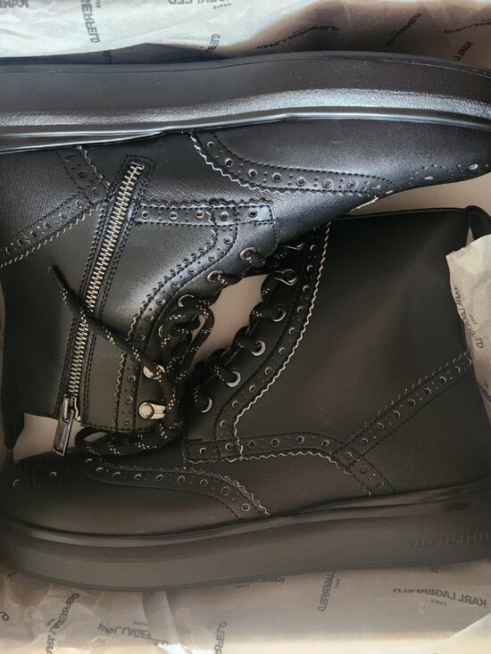 Karl Lagerfeld Paris LFS3008 Men\'s Leather Combat Boots. NIB. Size 11 main image 5